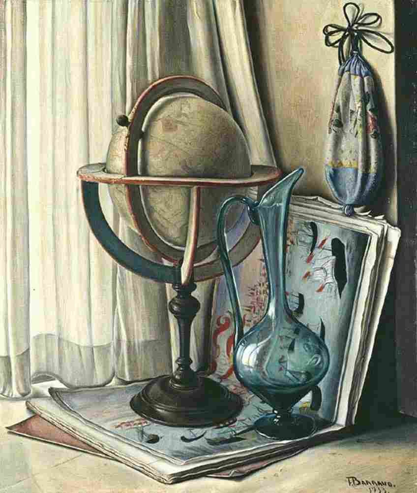 barraud World Map and Green Decanter Art A4 Photo Print