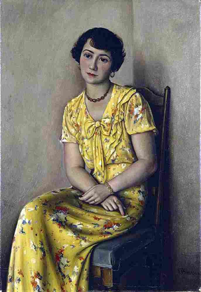 barraud Young Woman in Yellow Art A4 Photo Print