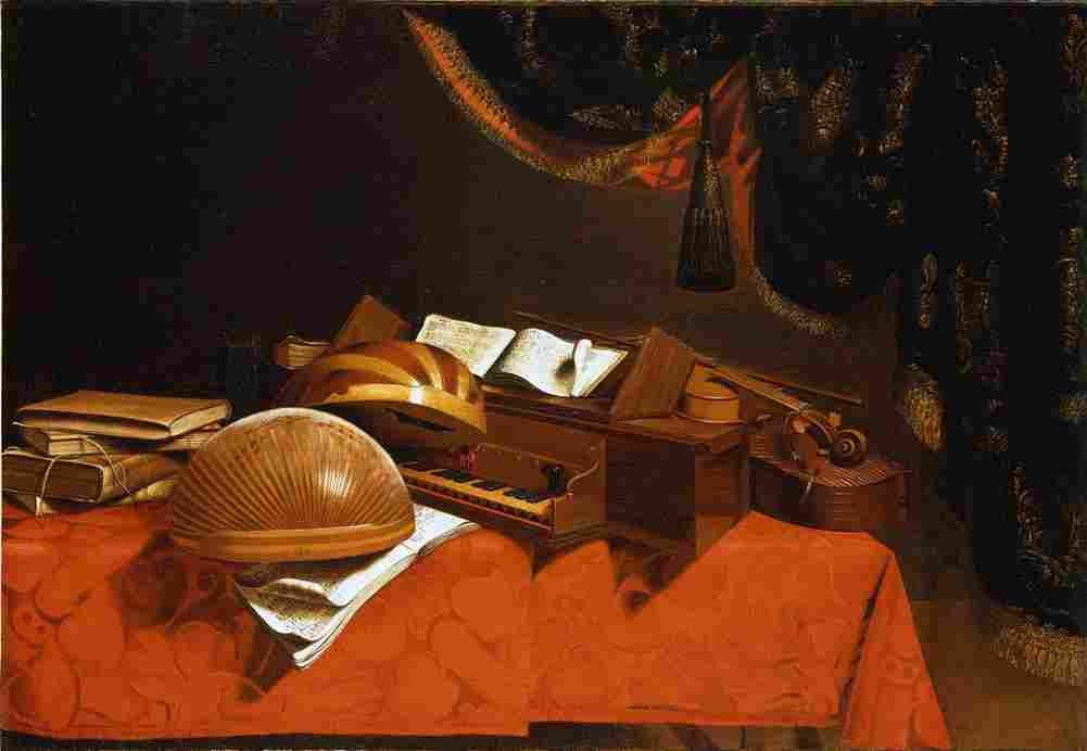 baschenis A still life with musical instruments Art A4 Photo Print