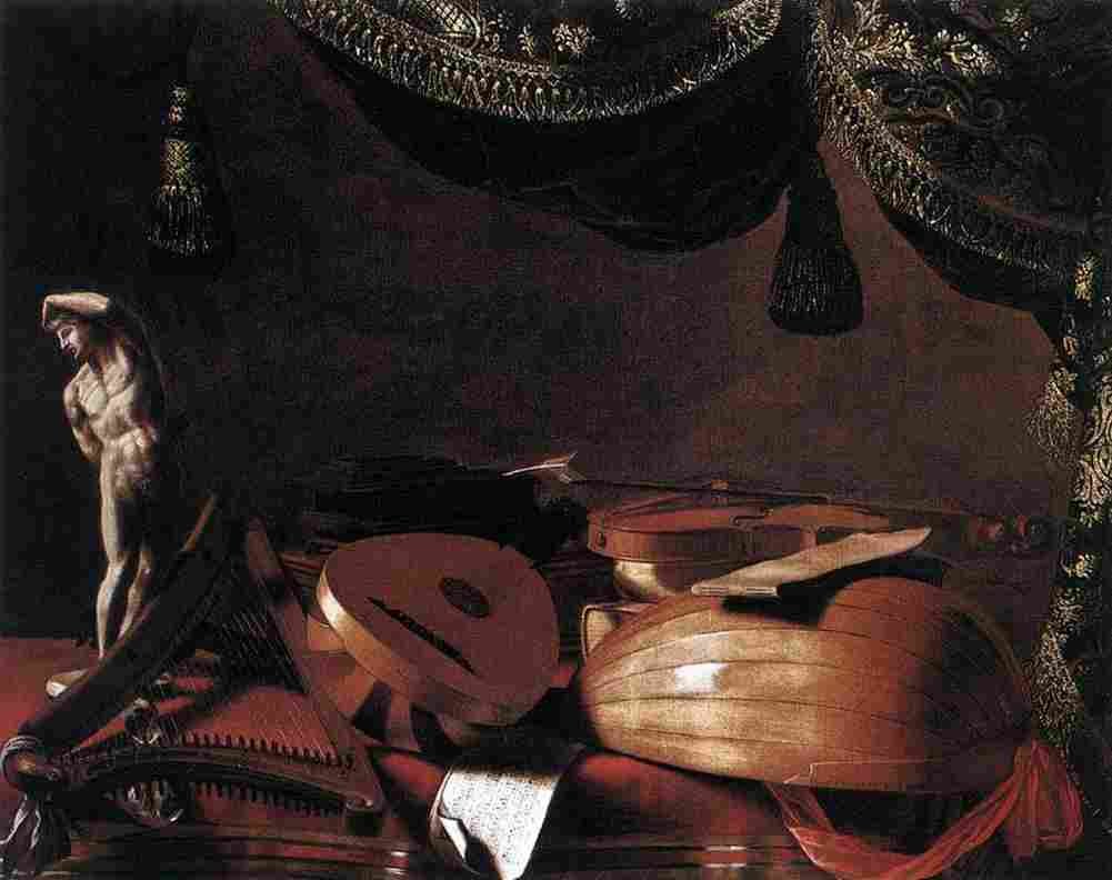 baschenis Still Life with Instruments and Classical Statue Art A4 Photo Print