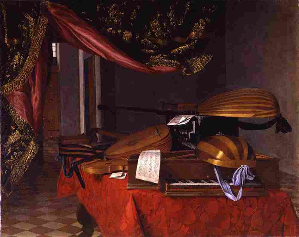 baschenis Still Life with Musical Instruments in an Interior Art A4 Photo Print