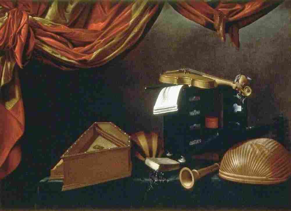 baschenis still life with musical instruments two Art A4 Photo Print