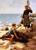 bast Children Fishermen Art A4 Photo Print