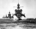 battleships pacific waves Vintage world war A4 Photo Print