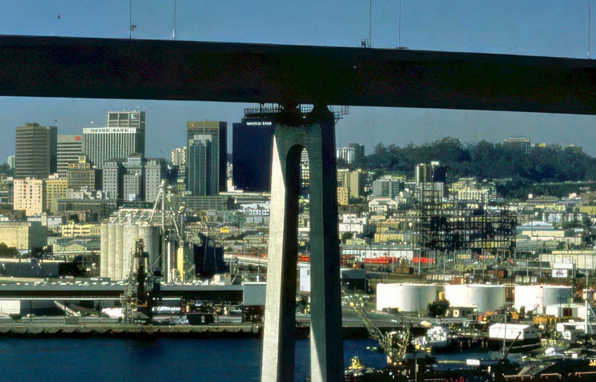 bay bridge ships Vintage A4 Photo Print