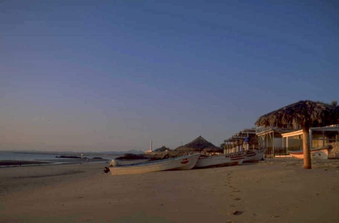 beach boats sunrise 1980s 1990s A4 Photo Print