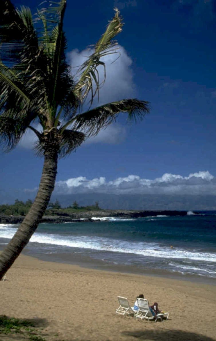 beach chairs hawaii 1980s 1990s A4 Photo Print