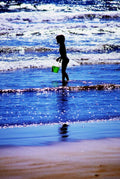 beach child waves1980s 1990s A4 Photo Print