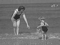 beach day motherchild1980s 1990s A4 Photo Print