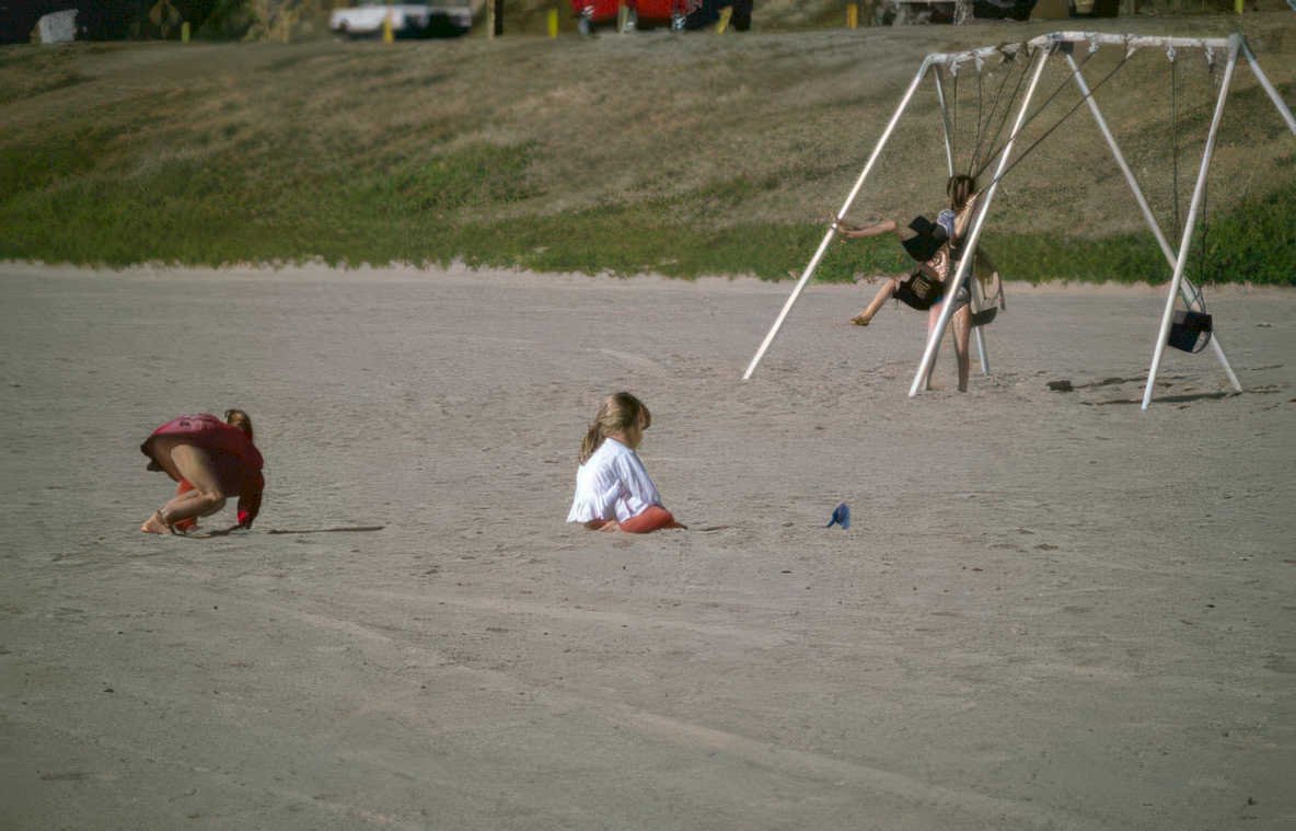 beach day swing Vintage A4 Photo Print
