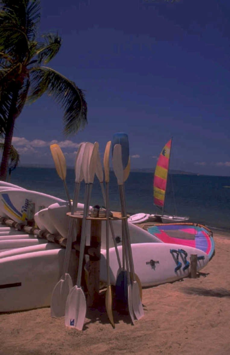 beach kayaks cancun 1980s 1990s A4 Photo Print