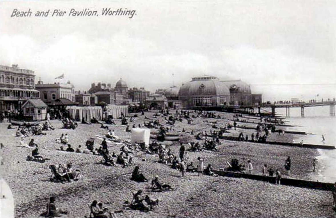 beach pier worthingVintage 1880s 1900s A4 Photo Print