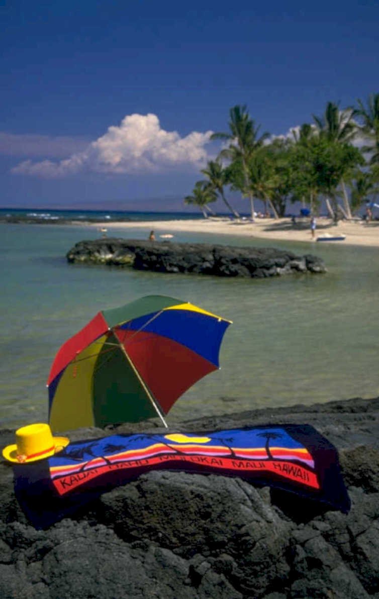 beach umbrella maui 1980s 1990s A4 Photo Print