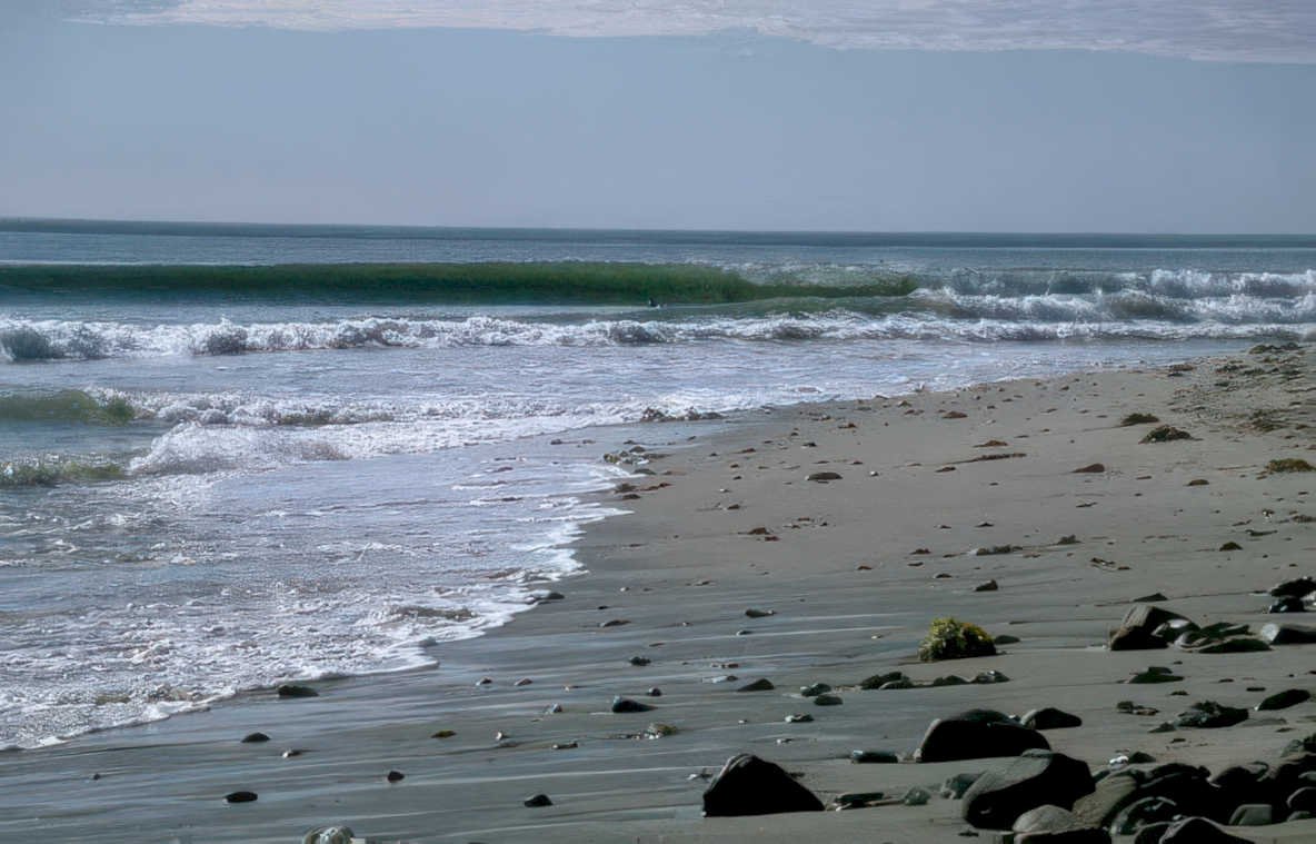 beach waves rocks Vintage A4 Photo Print