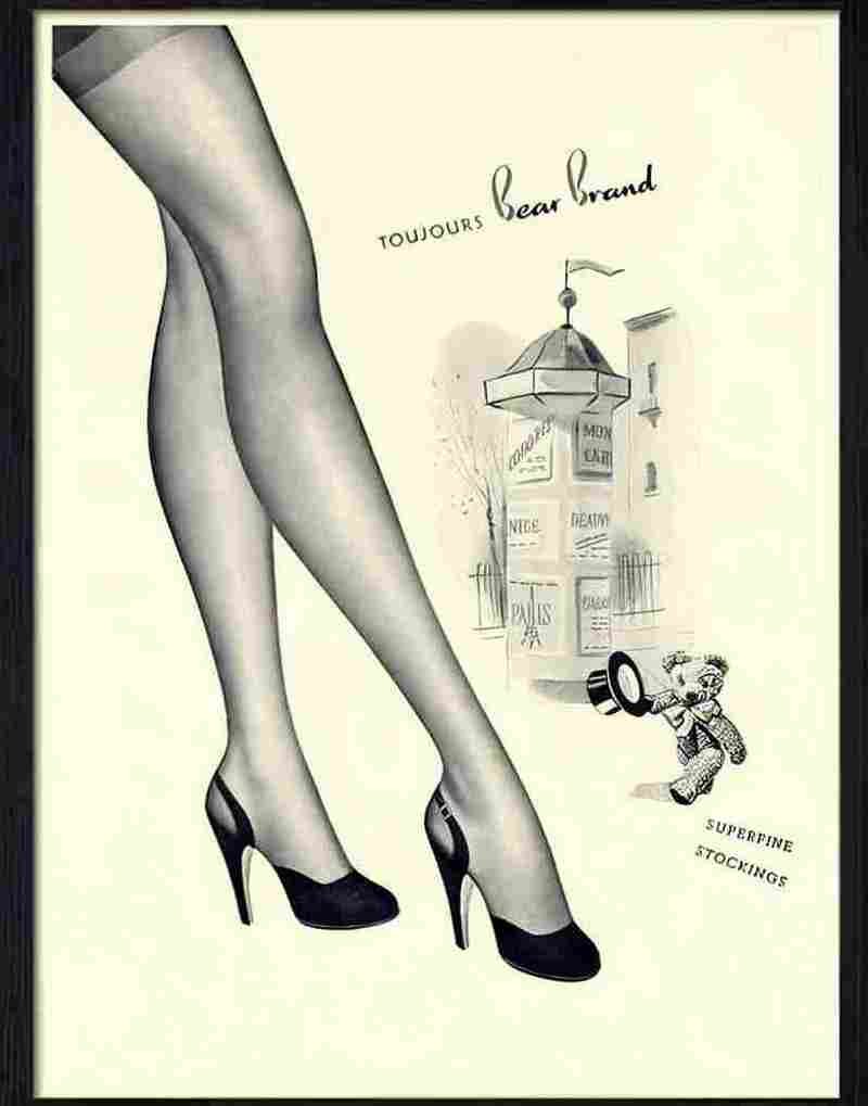 bear brand stockings 1950s Advert A4 Photo Print
