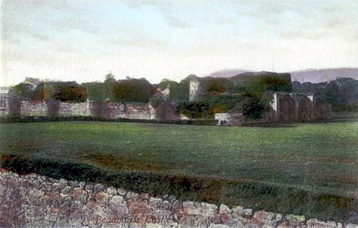 beaumaris castle wallsVintage 1880s 1900s A4 Photo Print