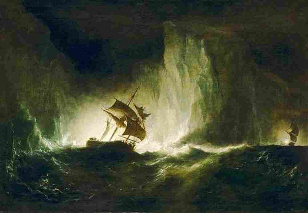 beechey hms erebus passing through bergs Art A4 Photo Print