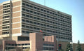 beige brick hospital Vintage A4 Photo Print