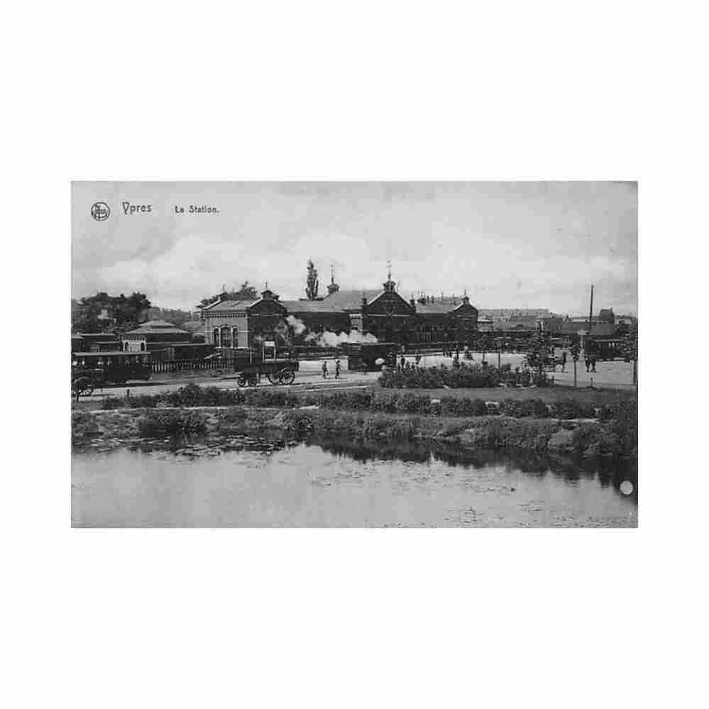 belgie ieper w vl de statie stoomtram Vintage A4 Photo Print