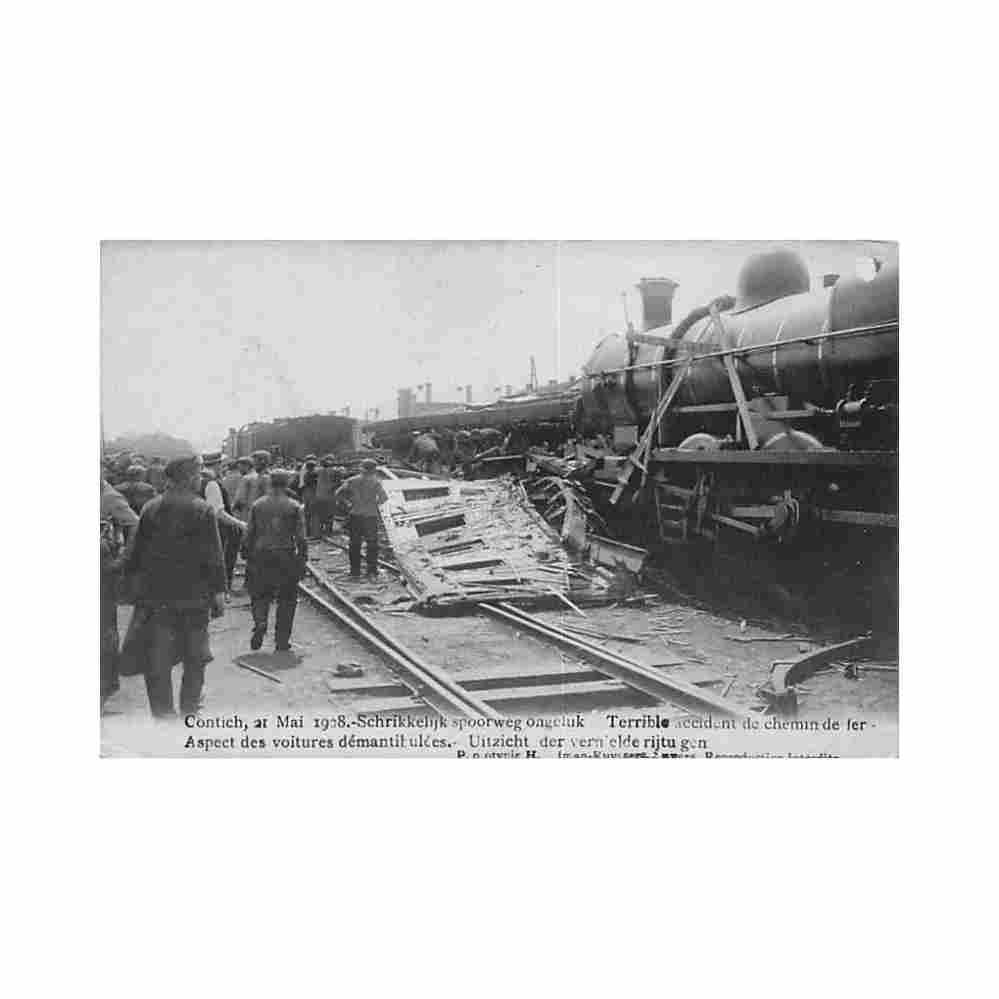 belgie kontich ant schrikkelijk spoorwegongeluk uitzicht der vernielde ritugen 21 mai 1908 Vintage A4 Photo Print