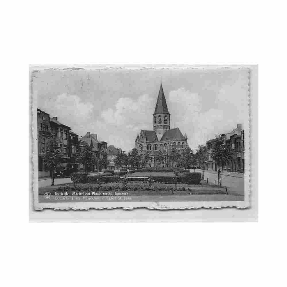 belgie kortrijk w vl marie joese plaats en st janskerk Vintage A4 Photo Print