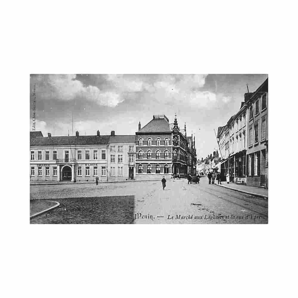 belgie menen w vl de groentemarkt en de ieperstraat Vintage A4 Photo Print