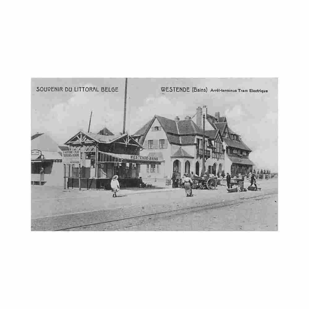 belgie westende w vl elektrische tramhalte Vintage A4 Photo Print