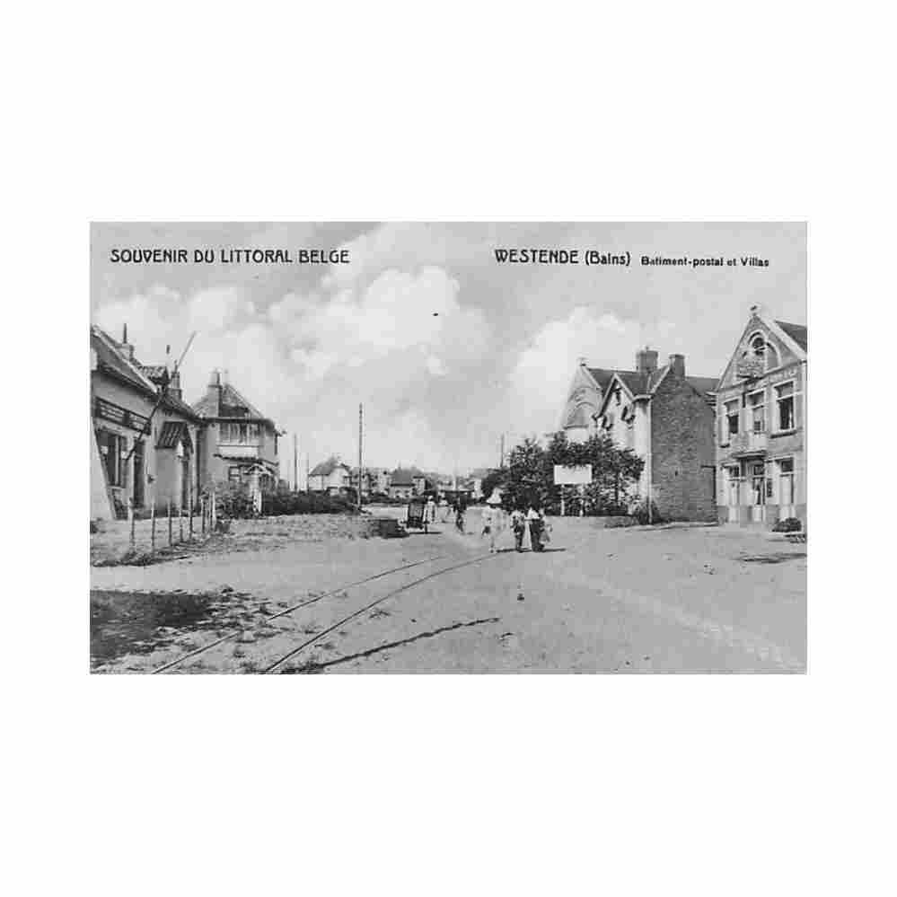 belgie westende w vl het postkantoor en villa s Vintage A4 Photo Print