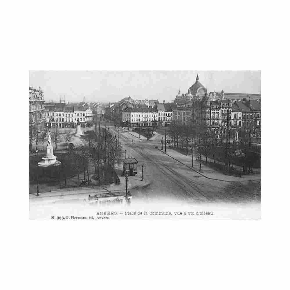belgique antwerpen stadsplein vogelperspectief place de la commune vue a vol d oiseau Vintage A4 Photo Print
