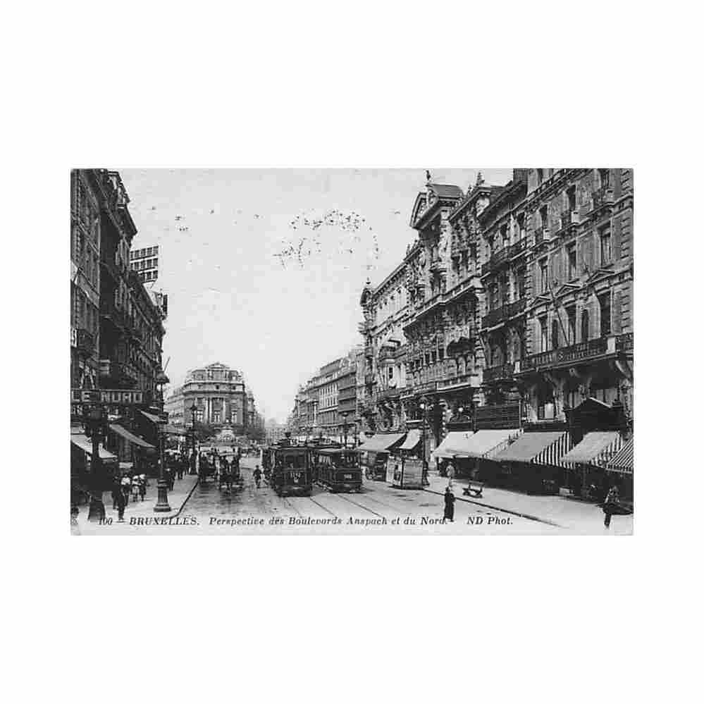 belgique bruxelles boulevards anspach et du nord tram 1142 ligne 56 et 365 ed nd phot 100 Vintage A4 Photo Print