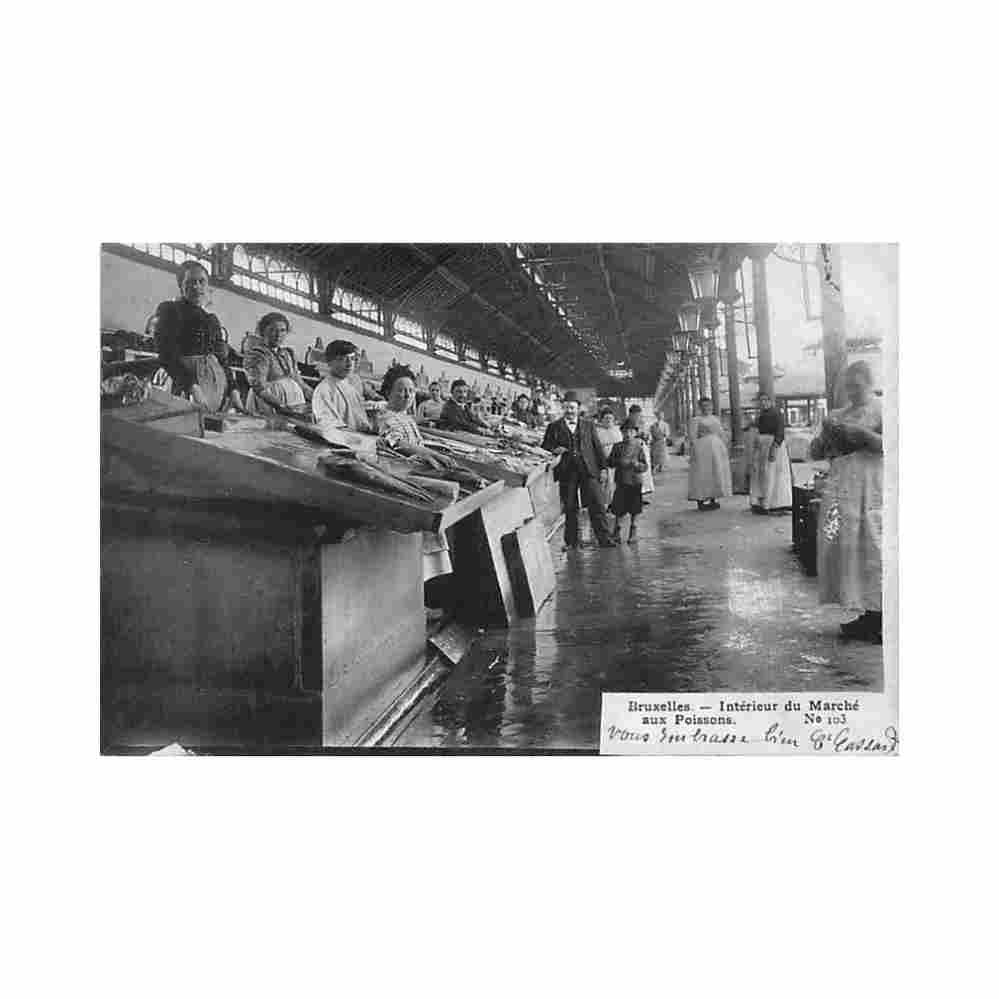 belgique bruxelles interieur du marche aux poissons Vintage A4 Photo Print