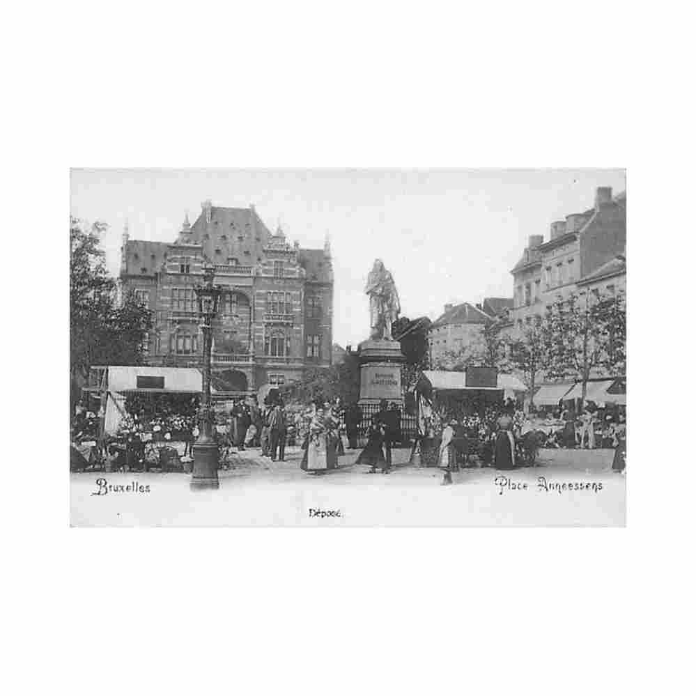 belgique bruxelles place anneesens marche Vintage A4 Photo Print