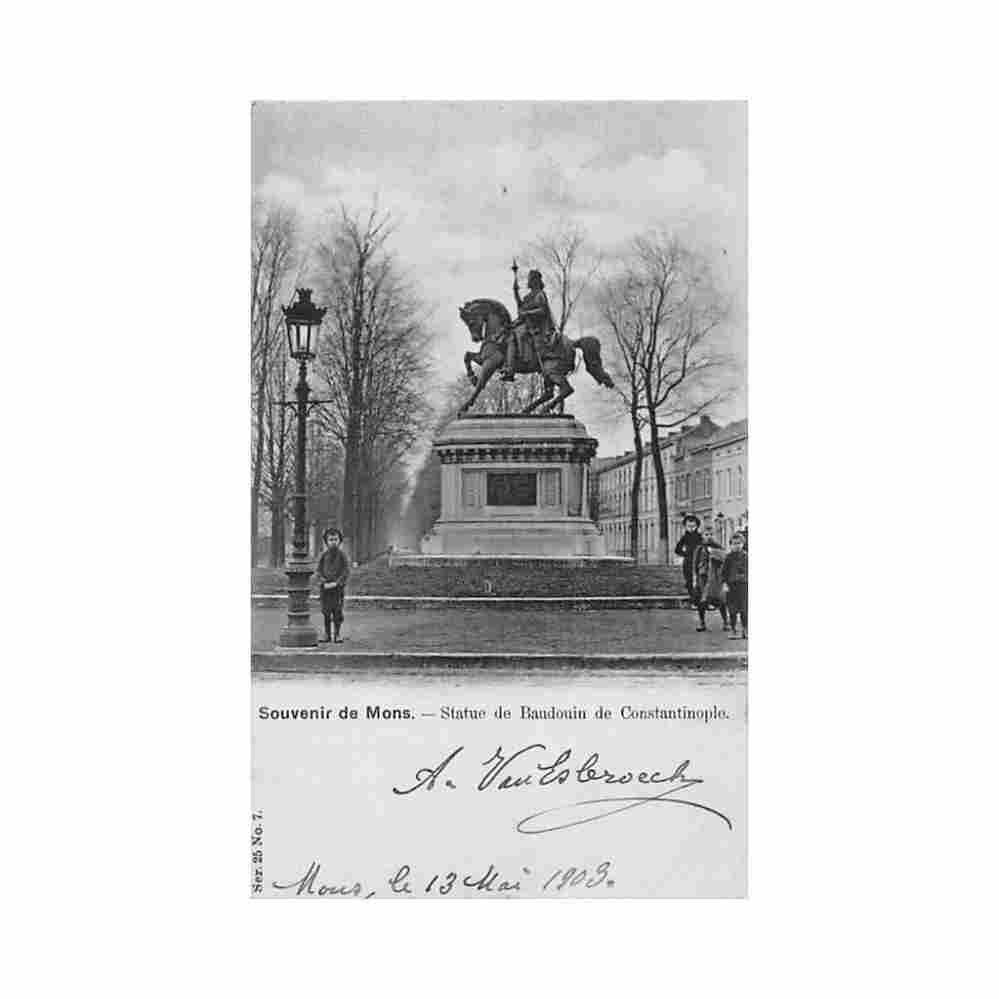 belgique mons hainaut statue de bauduin de coonstantinople ed nels serie 25 n 7 Vintage A4 Photo Print