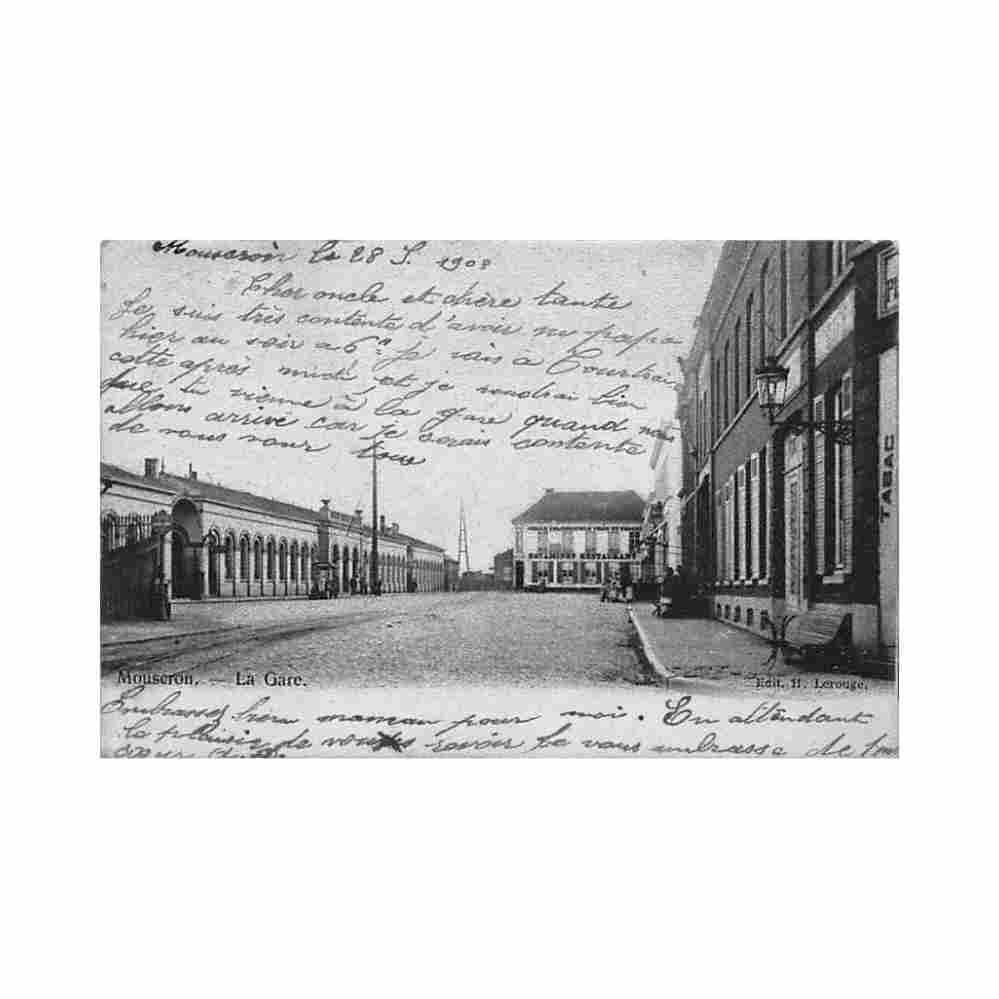 belgique mouscron hainaut la gare Vintage A4 Photo Print