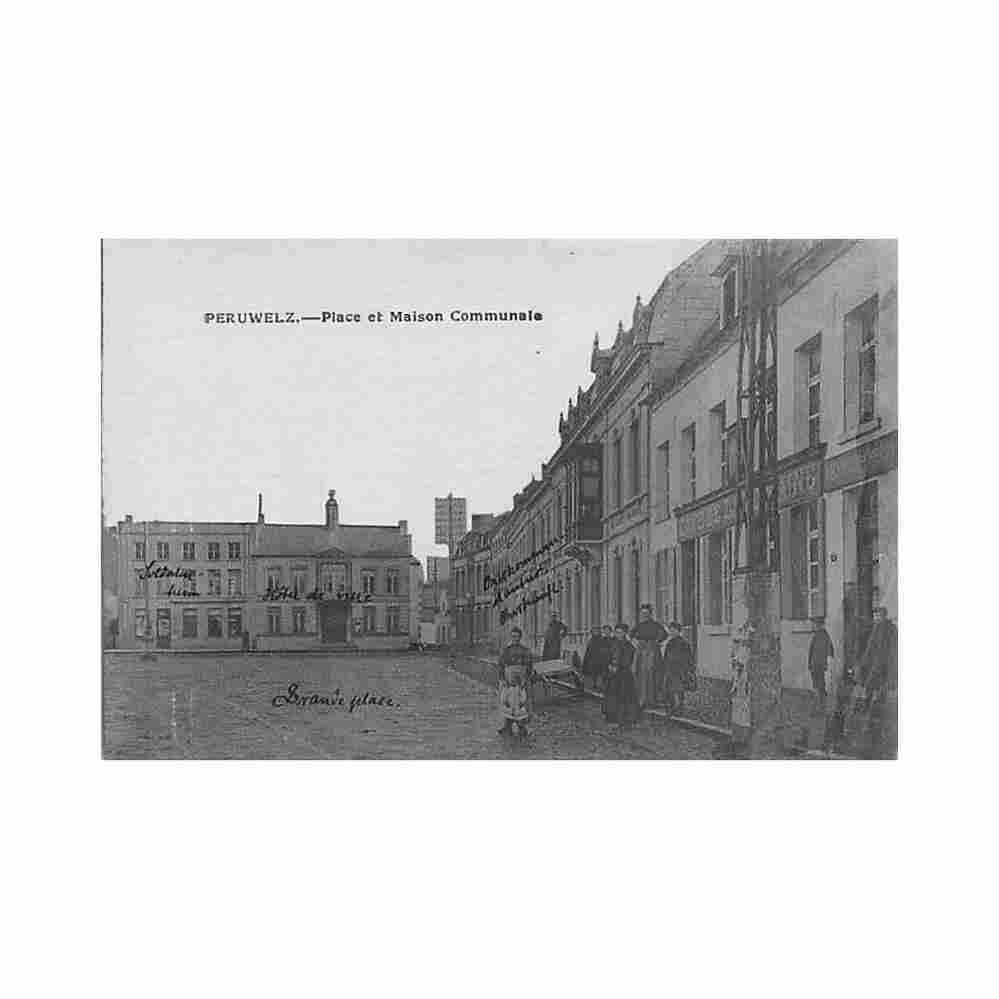belgique peruwelz hainaut place et maison communale cafe ed inconnu Vintage A4 Photo Print