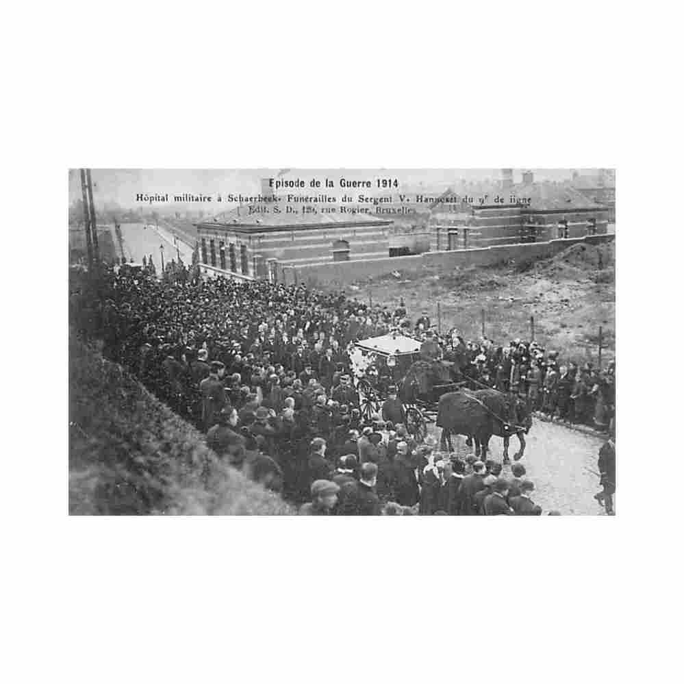 belgique schaerbeek brux cap hopital militaire funerailles du sergent v hannoset du 9e de ligne en 1914 Vintage A4 Photo Print