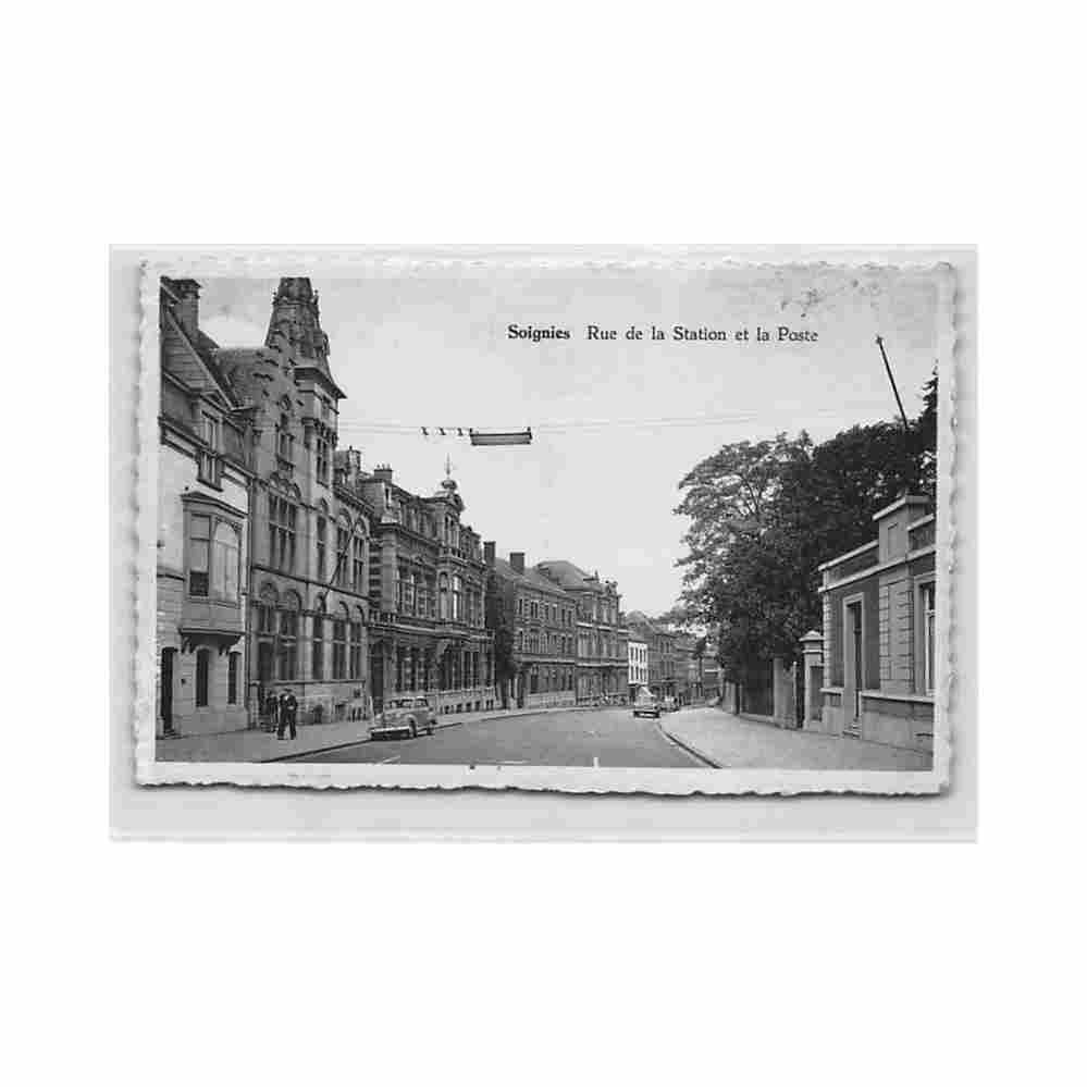 belgique soignies hainaut rue de la station et la poste Vintage A4 Photo Print