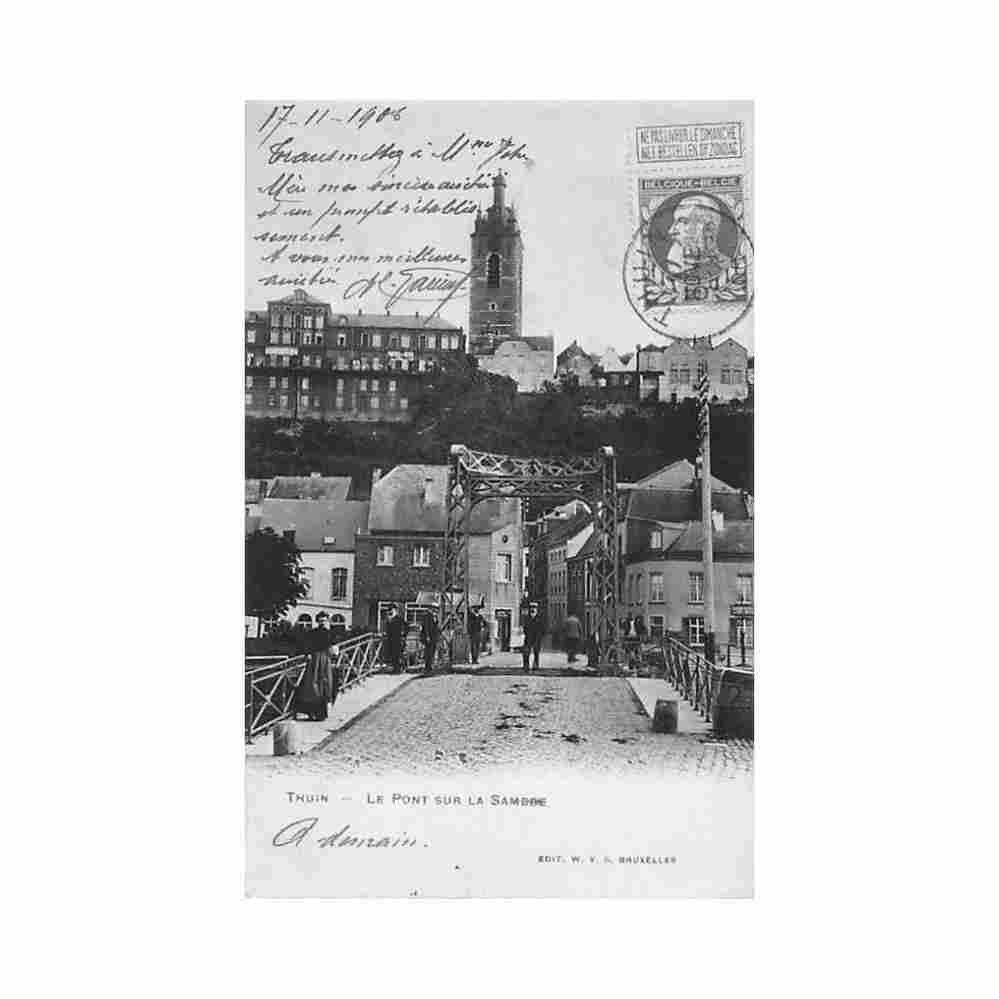belgique thuin hainaut le pont sur la sambre Vintage A4 Photo Print