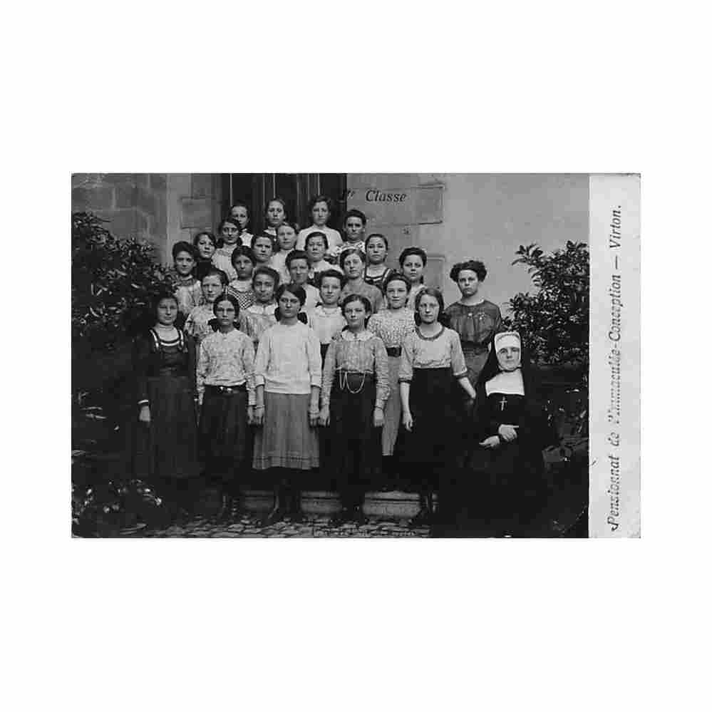 belgique virton lux pensionnat de l immaculee conception 1ere classe filles carte Vintage A4 Photo Print