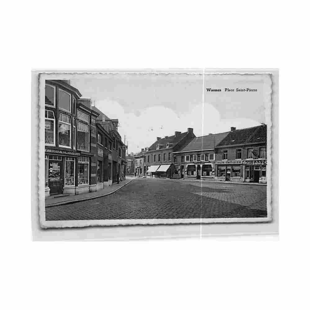 belgique wasmes hainaut place saint pierre magasin louis delhaize fabrique de liqueurs cafe au lion blanc Vintage A4 Photo Print