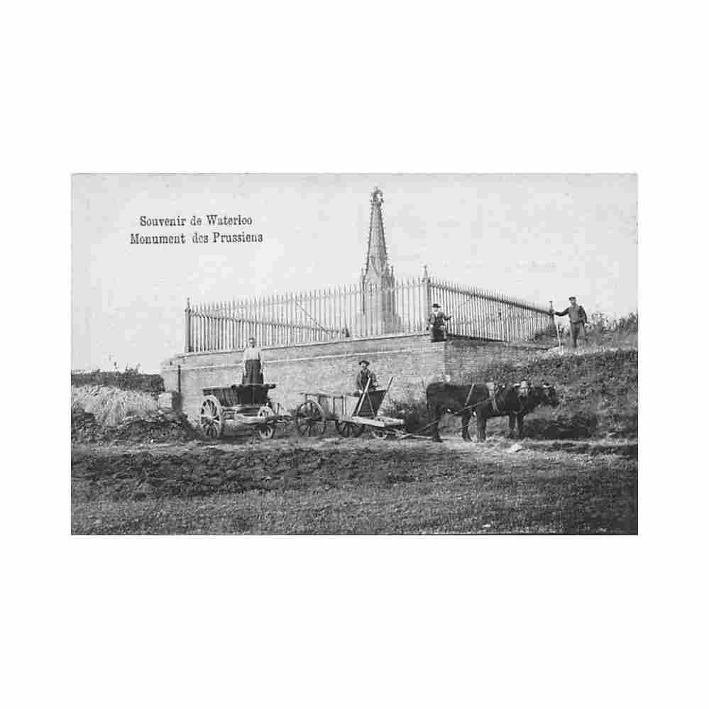 belgique waterloo br w monument des prussiens attelage paysan Vintage A4 Photo Print