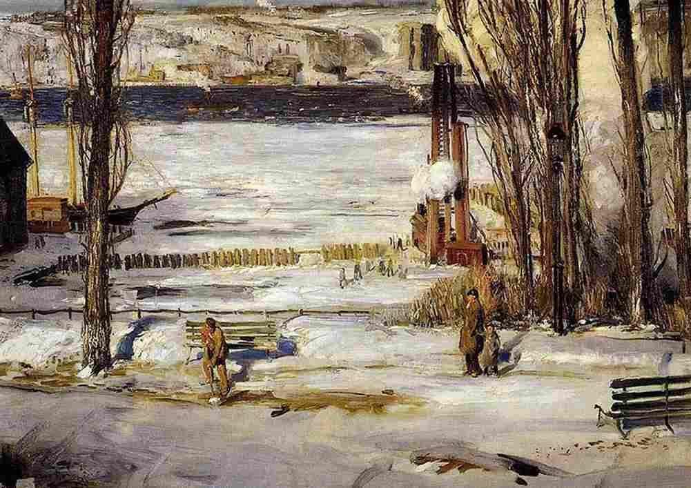bellows A Morning Snow Hudson River 1910 Art A4 Photo Print