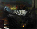 bellows Excavation Work at Night Art A4 Photo Print