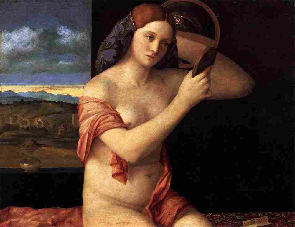 beln Young Woman in Front of the Mirror Art A4 Photo Print