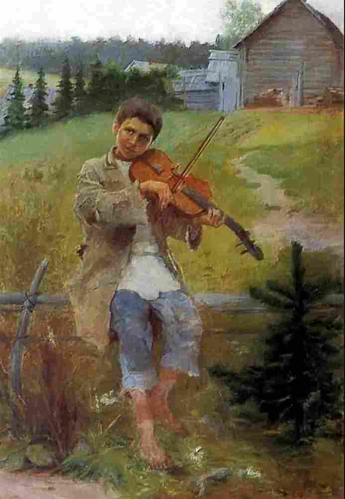 belsky boy with violin Art A4 Photo Print