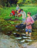 belsky children fishermen Art A4 Photo Print