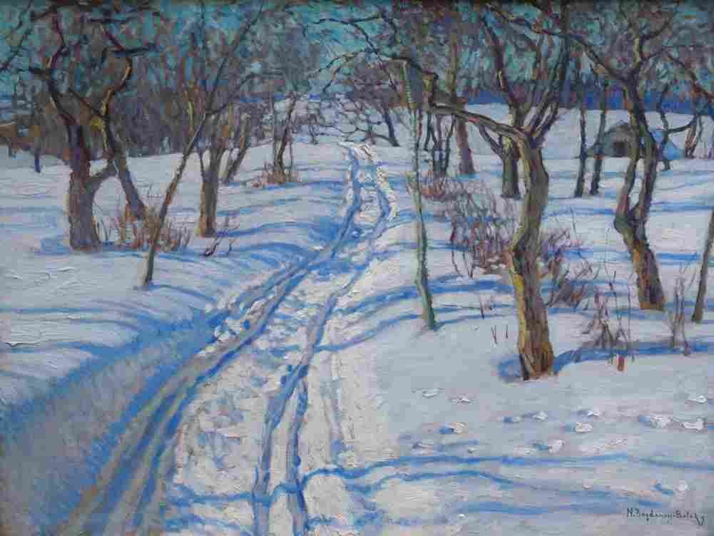 belsky road in a winter garden Art A4 Photo Print