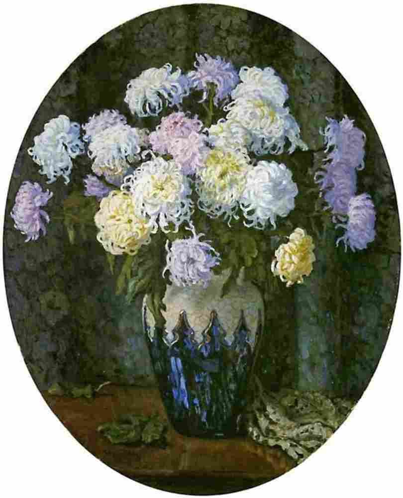 belsky still life with chrysanthemums Art A4 Photo Print