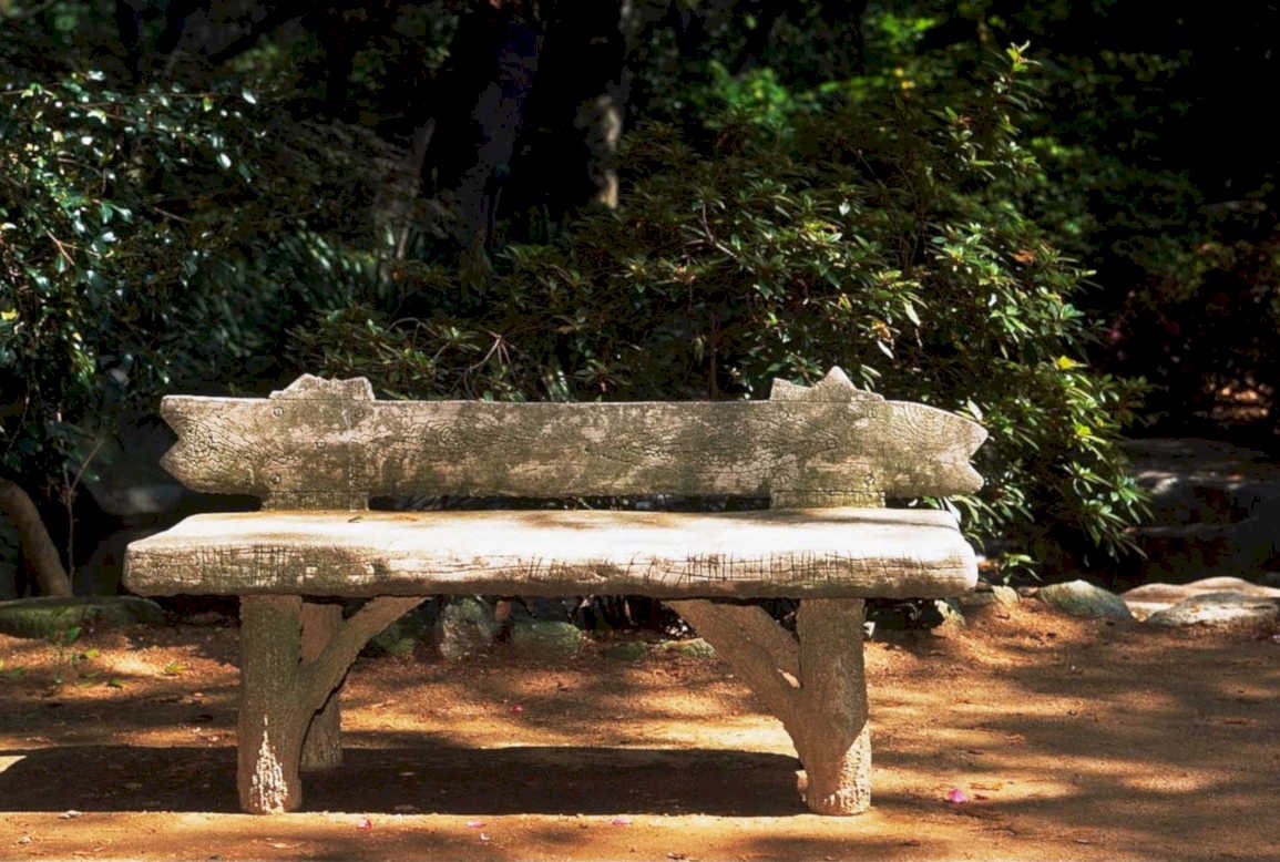 bench garden stone1980s 1990s A4 Photo Print