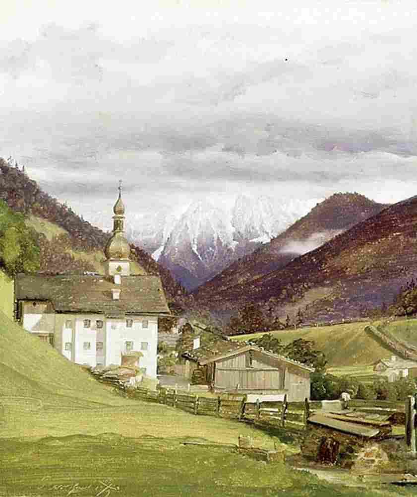 bend The Church of Ramsau Austria Art A4 Photo Print